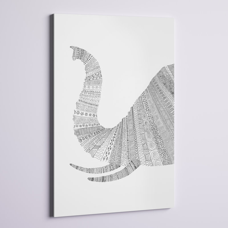 «Elephant on Grey» par Florent Bodart - reproduction d'art sur toile tendue, H 40 po x l 26 po x P 1,5 po, Toile tendue