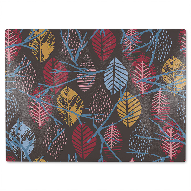 Prints Of Autumn Leaves Glass Chopping Board