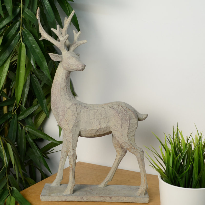Conrad DEER 46cm Carved Wood Effect