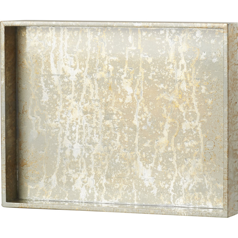 MDF Decorative Tray, 2.25" H x 18" D x 18" D, Champagne Silver