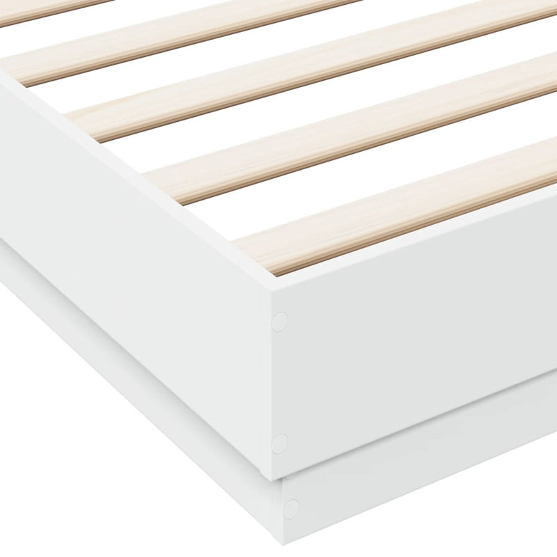 17 Stories Bed Frame With LED Lights , UK Super King - 180 x 200 cm, White