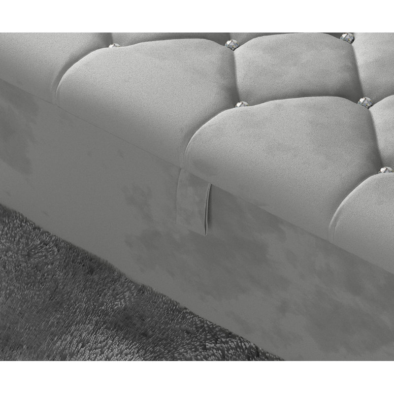 Alax 102cm Wide Rectangle Geometric Standard Ottoman with Storage, Silver