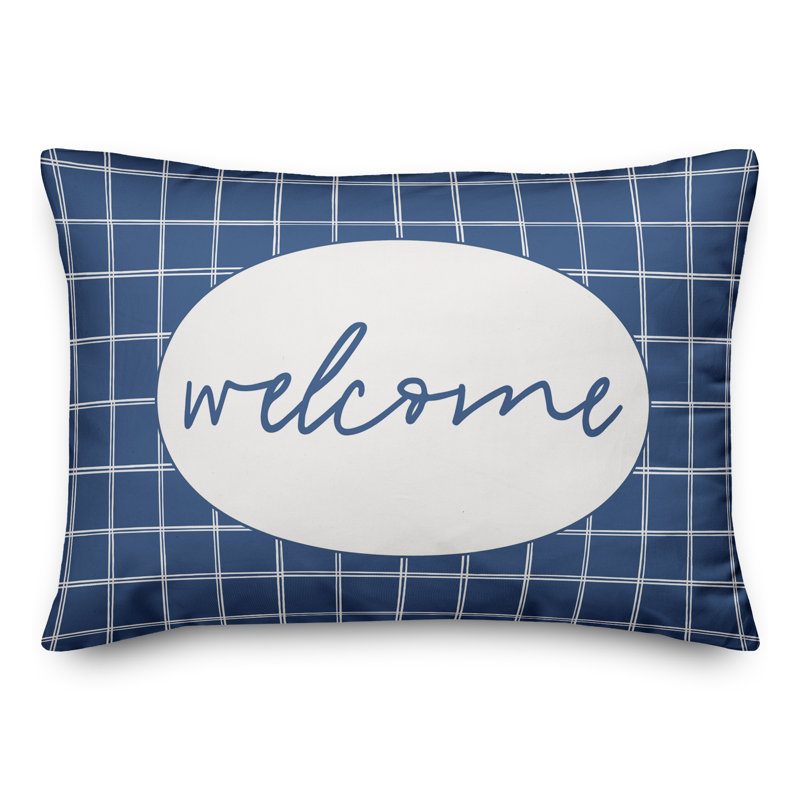  Housse de coussin rectangulaire et insert Welcome, Bleu