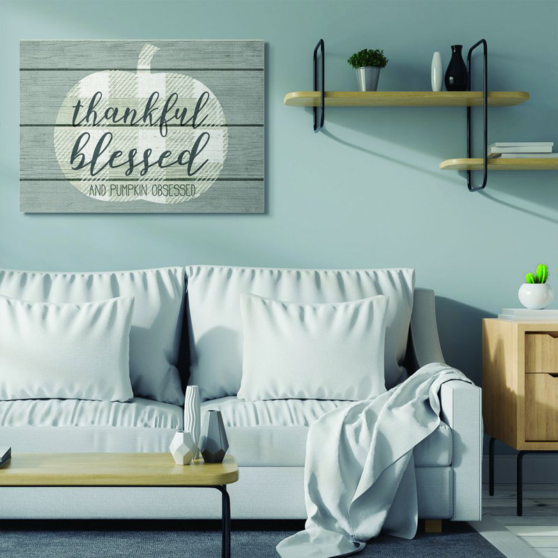 «Blessed and Pumpkin Obsessed», reproduction d'art textuel, H 36 po x l 48 po, Toile tendue