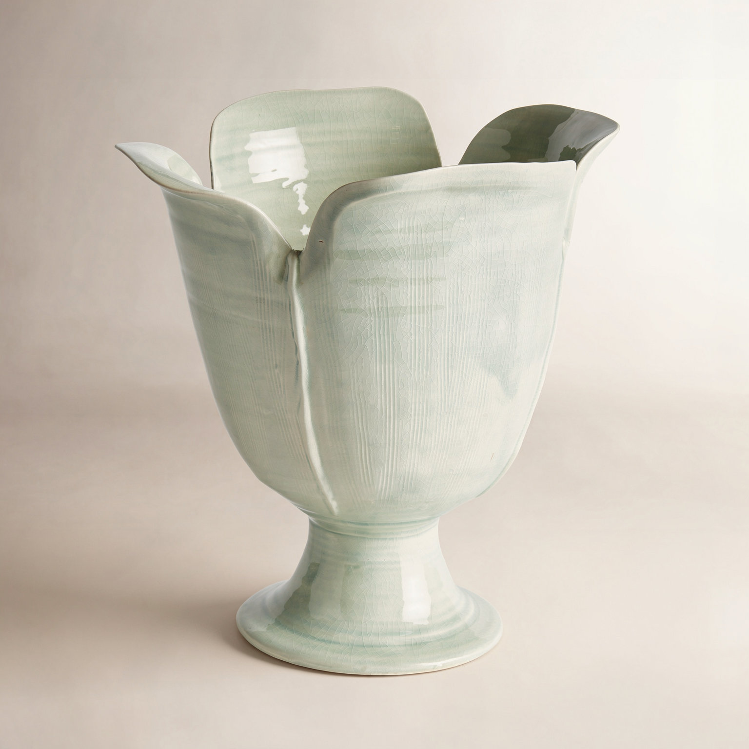 Rachana Handmade Ceramic Table Vase, 16" H x 15" W x 15.5" D, Celadon