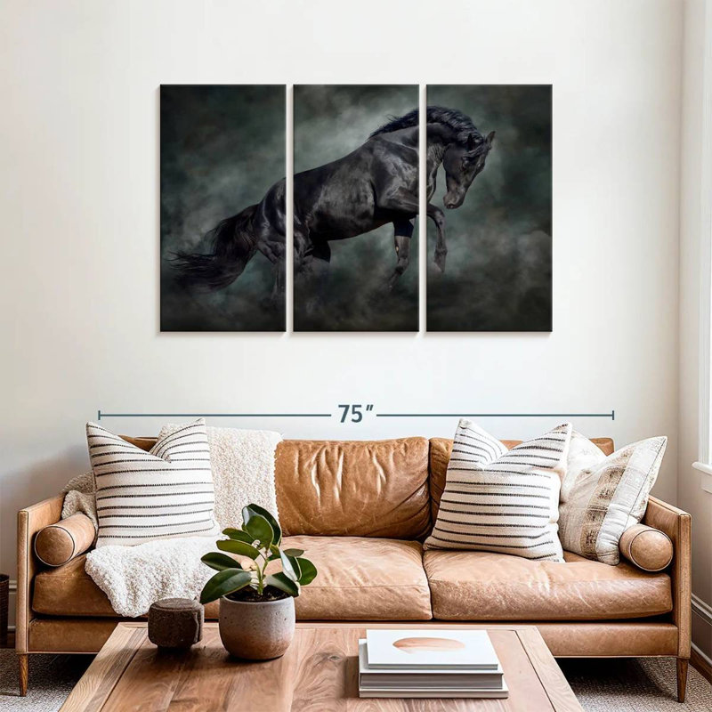 Brampt Prancing Black Horse, 36" H x 57" W