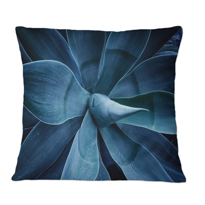 Gros plan d'une agave bleue - coussin décoratif imprimé tropical
