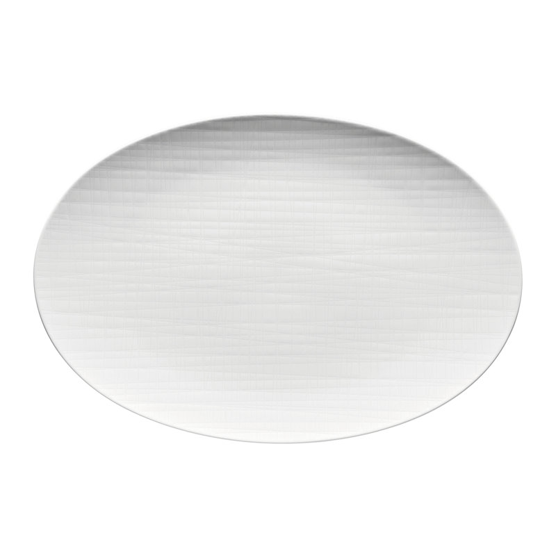Mesh Porcelain China Platter, 0.75" H x 10.25" W x 15" L, White
