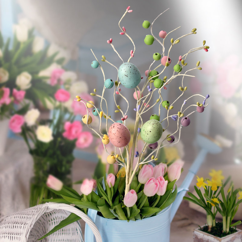 2 Piece Wood Bead and Easter Egg Pick Set
