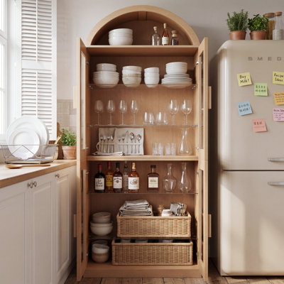 Zolan 62" H Tall Kitchen Storage Pantry Cabinet With 4 Doors