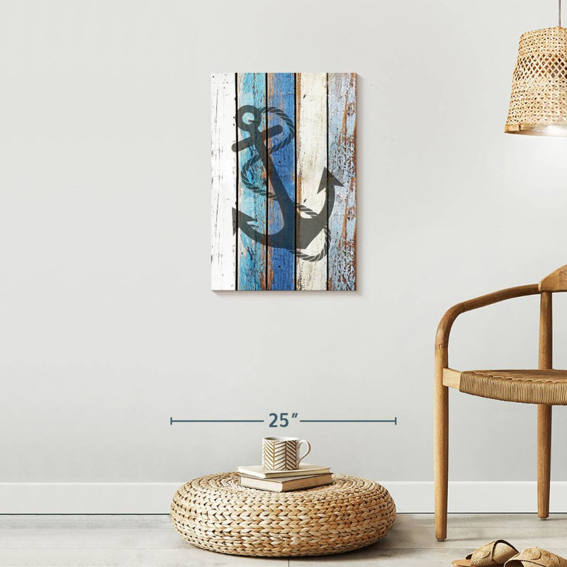 «Anchor Wooden Nautical», reproduction sur toile, H 24 po x l 16 po x P 1,25 po