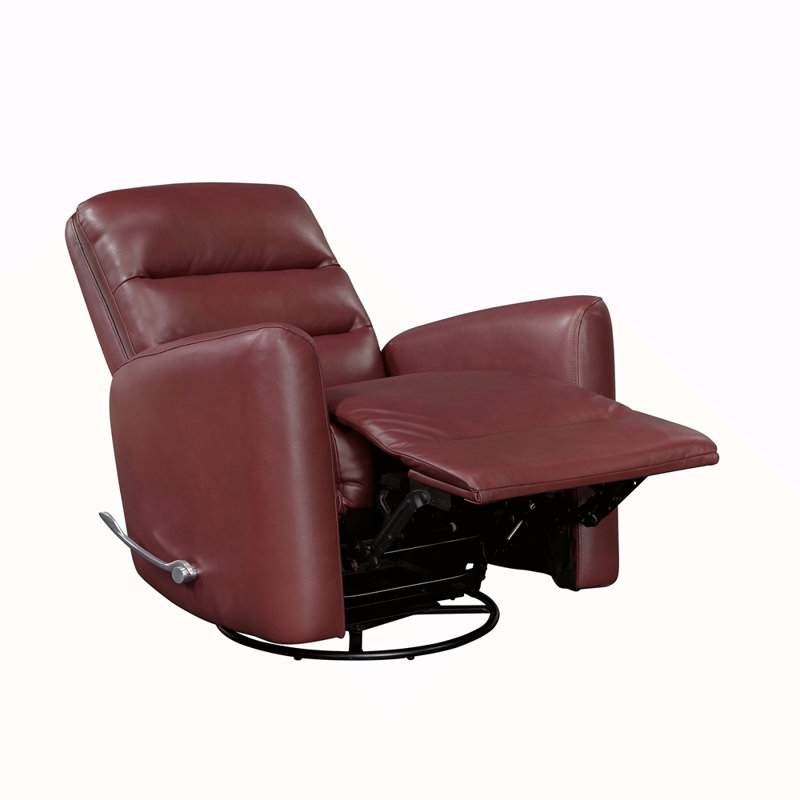 Glider Reclining Chair Swivel Motion Gray Breathable Faux Leather Upholstery Luxury Living Room Furniture, Movie Chair, Red