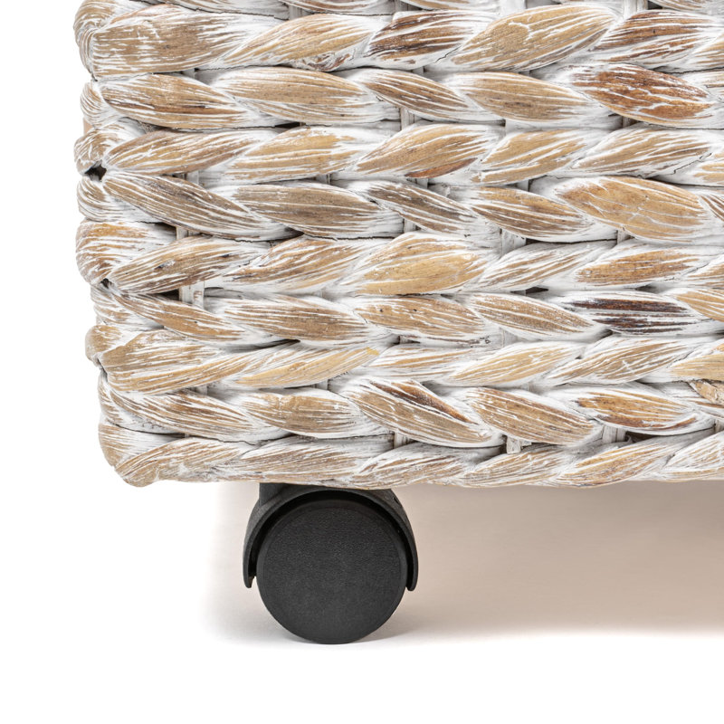 Minimalist Hand-Woven Underbed Storage Bin with Wheels, 1 Pack, (White Wash), White Wash