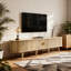 Meuble télé avec porte coulissante et tablettes ouvertes-65586055