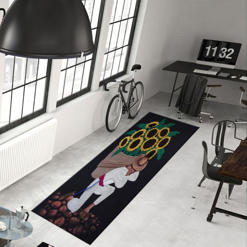 Tapis à motif floral non tissé à motif floral dans des teintes vibrantes, idéal pour une utilisation à l'intérieur