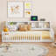 Wood Twin XL Size Floor Bed With Storage Cabinets And USB Ports-1411125639