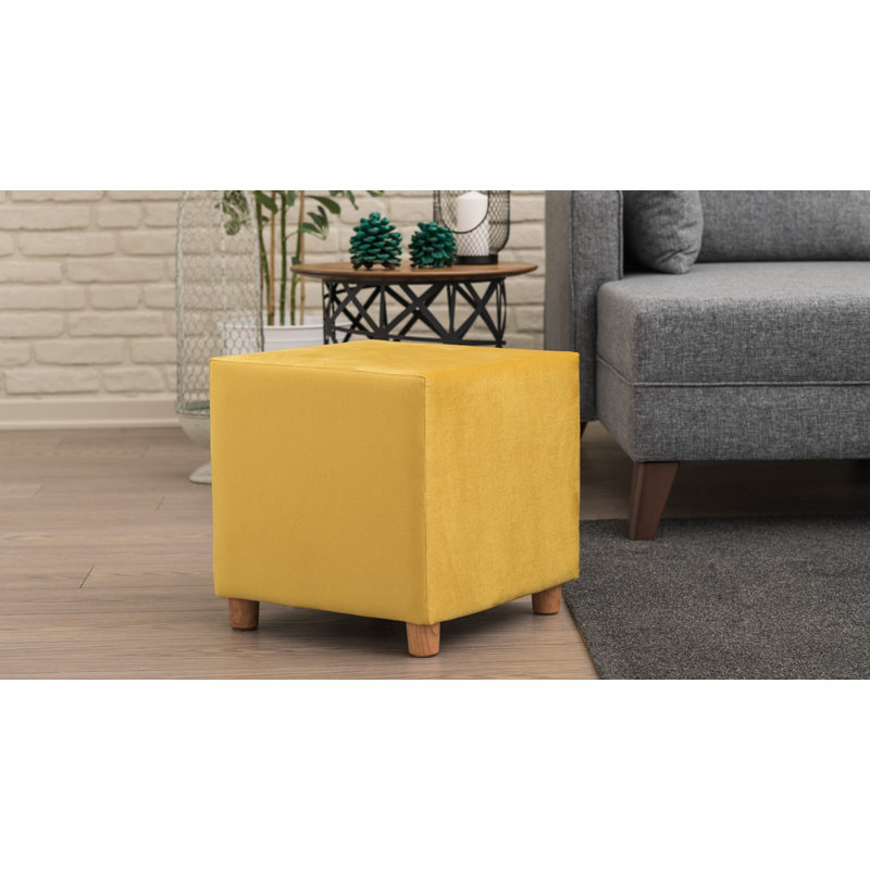 Repose-pieds carré 15,7 po Besednice, Mélange de polyester jaune