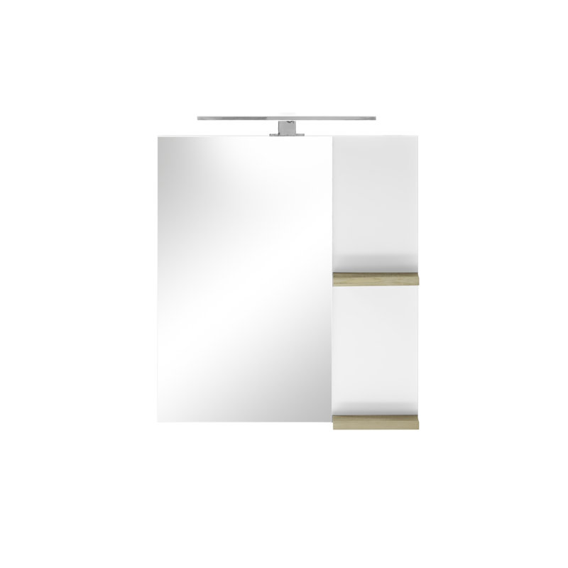 George-James Wood Flat Wall Mirror, White, 65cm H x 60cm W
