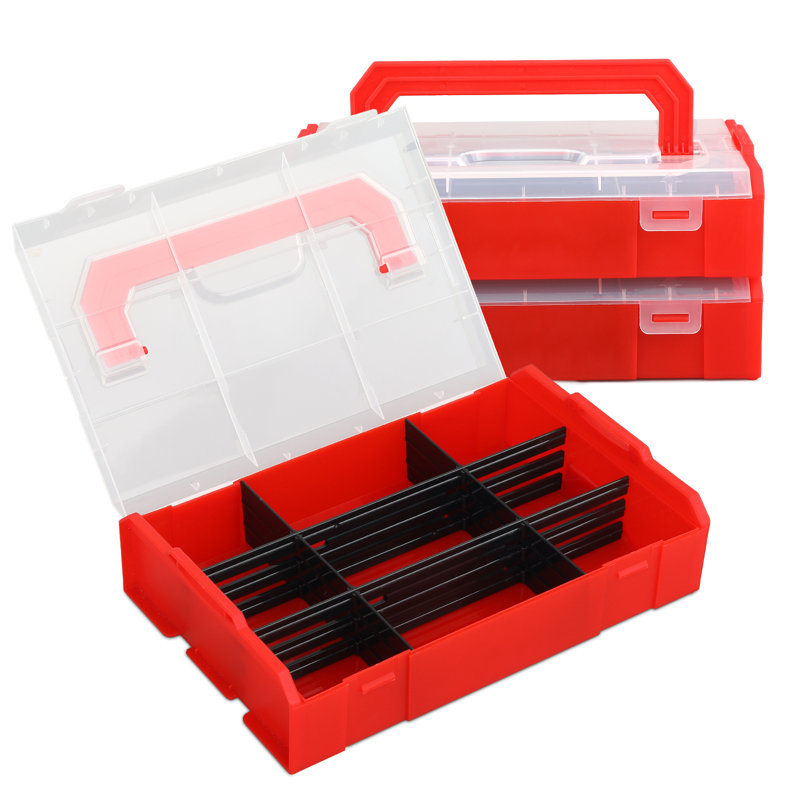 3Pcs 9 Grids Plastic Compartment Box With Adjustable Divider, Stackable Organizer Storage Container