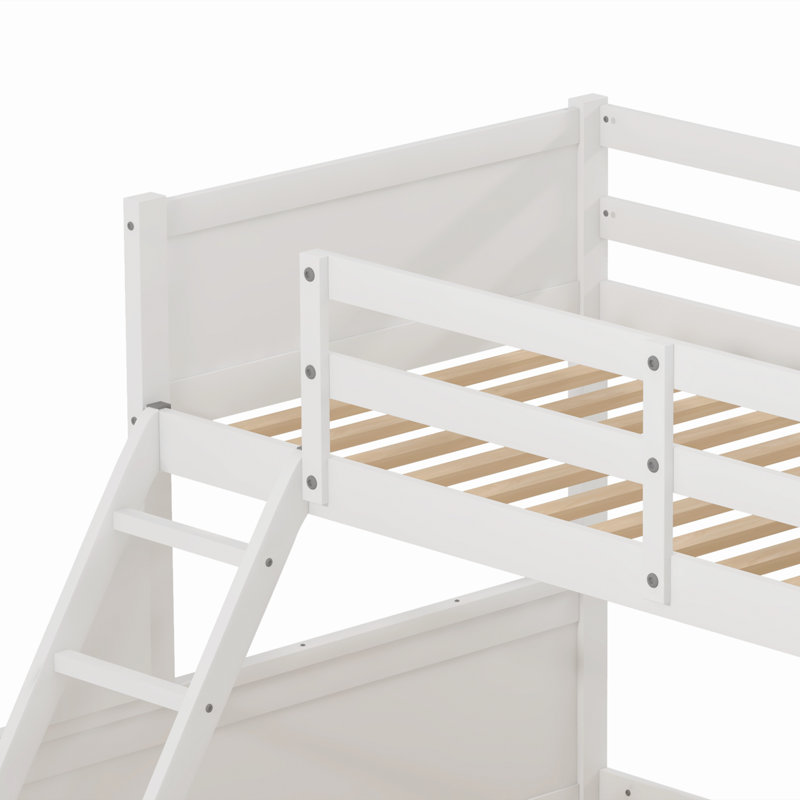 Lit superposé simple au-dessus de 3 tiroirs avec bureau intégré Gurminder par Harriet Bee, Blanc