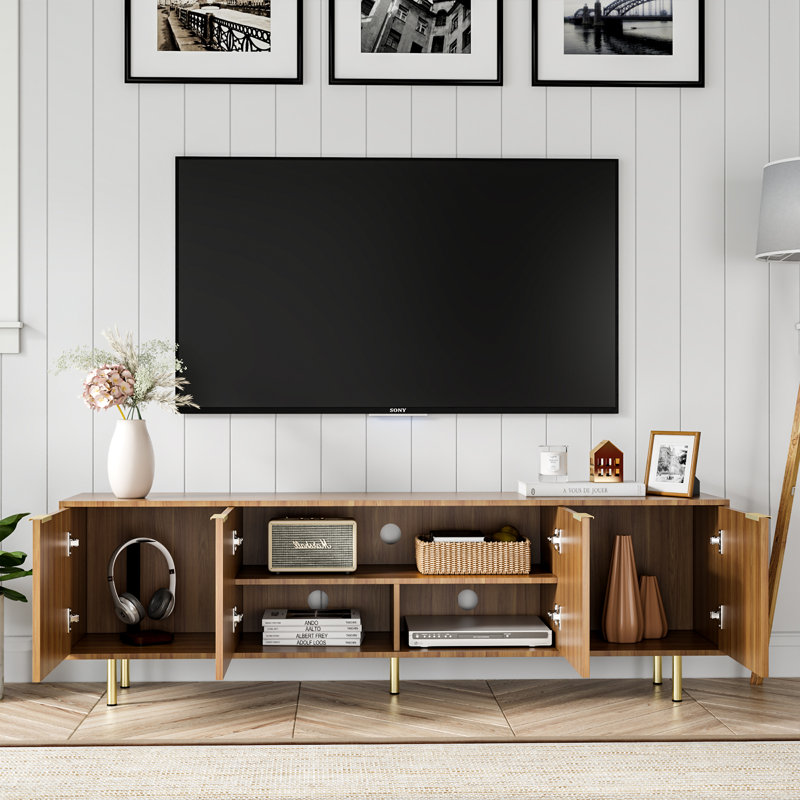 Fluted Tv Stand, Dark Brown Wood