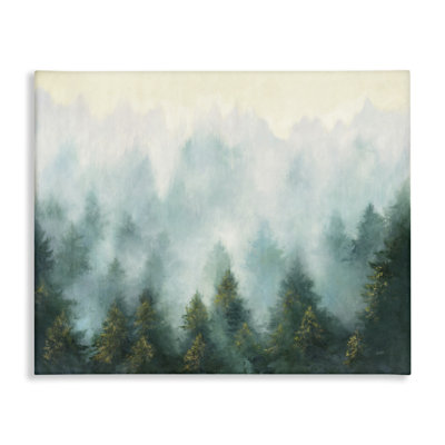 Paysage de pin abstrait avec brume par Julia Purinton - impression