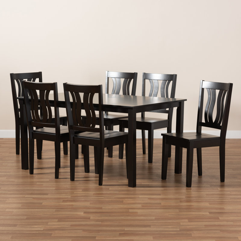 Ensemble de salle à manger Jillian, H 29,13 po x L 59,06 po x l 35,43 po, Brun foncé, Brun foncé