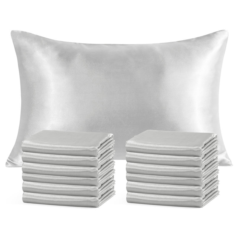  Satin Pillow Cases, Silver Gray, Standard