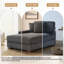 Chaise longue surdimensionnée rembourrée en fausse fourrure de lapin gris avec accoudoirs et coussins décoratifs-2048857698