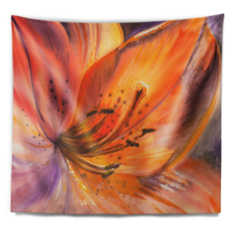Tapisserie fleur lily en polyester avec accessoires suspendus inclus, H 68 po x l 80 po