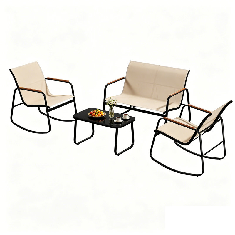 Charisa 4 - Person Outdoor Seating Group, Khaki
