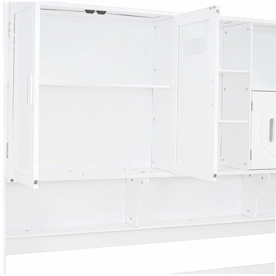 Wooden Daybed with Drawer and Integrated Closet and Shelves