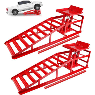Car Ramps, 5T 11000lbs Low Pro-File Car Lift Service Ramps, Heavy Duty Steel Hydraulic Vehicle Ramps for Car Truck Trailer Garage Repair - 2 Pack