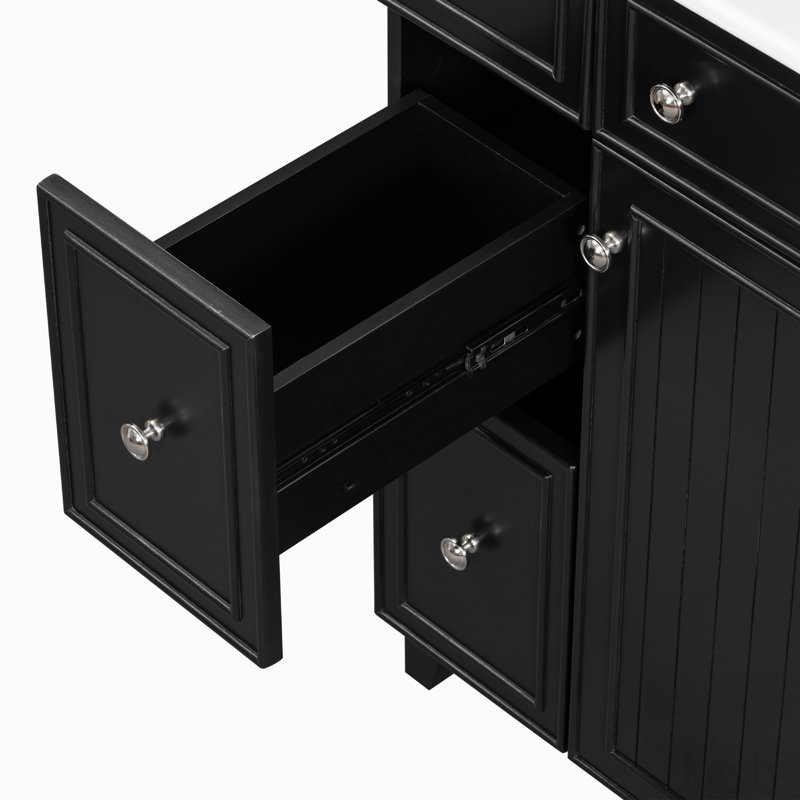 Suhavi 24'' Single Bathroom Vanity with Ceramic Top, Black