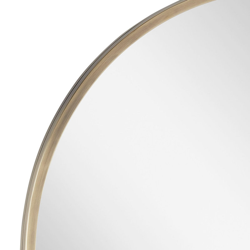 Colborne 32-1/2" x 24" Modern Oval Framed Bathroom Wall Mirror, Antique Brass