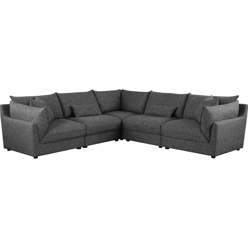 Canapé modulaire noir s 5, structure en pin, coussins, amovible pour le nettoyage
