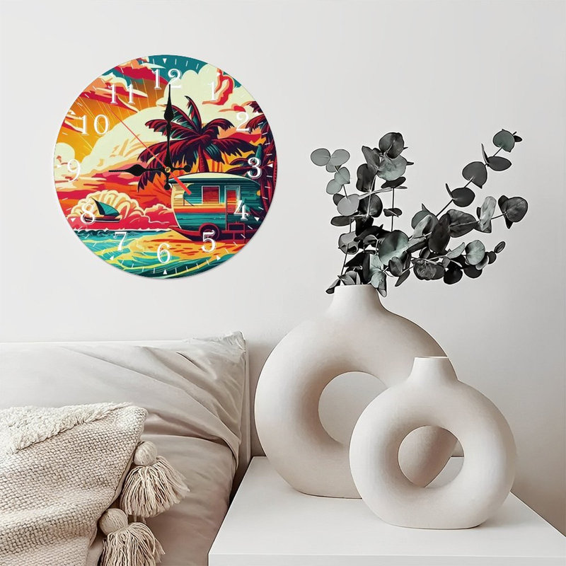 Horloge murale en bois 10 po, mouvement silencieux, à piles (piles AA non incluses), décor artistique, parfait pour les décorations