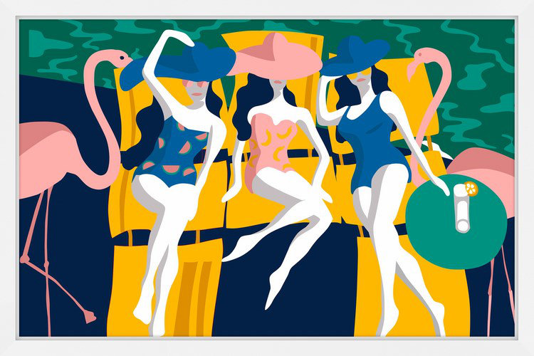 « nageed party », reproduction d’impression encadrée, H 8 po x l 12 po x P 1,5 po