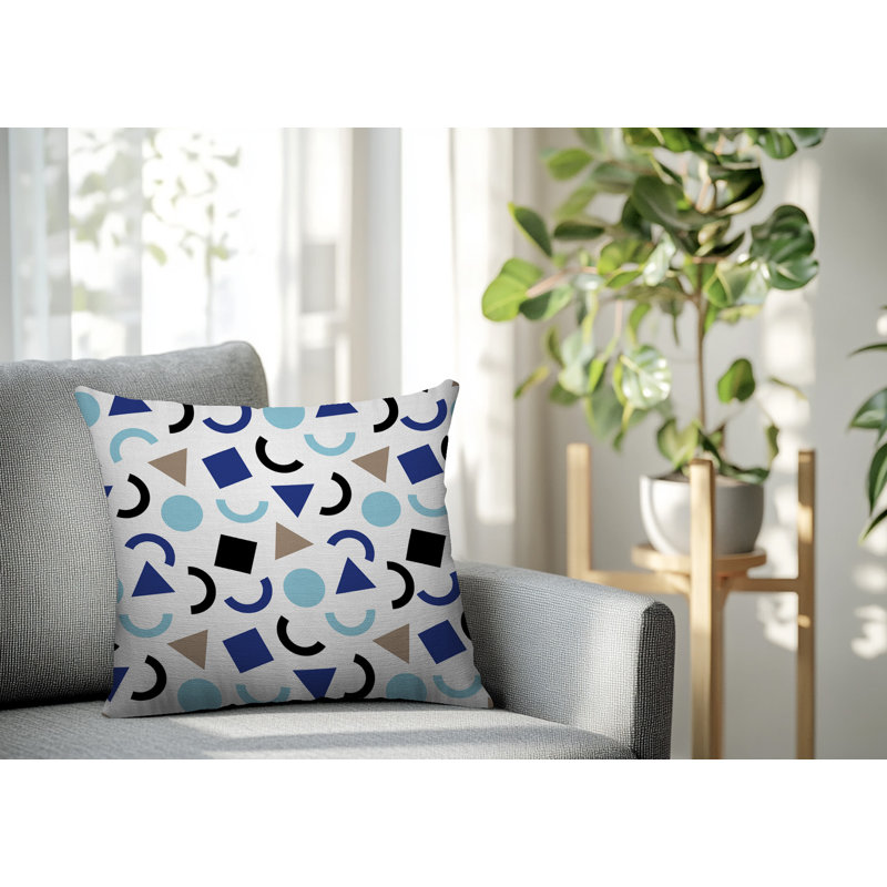 Oreiller carré réversible intérieur / extérieur Fazzal, Bleu marine, Carré 18 po