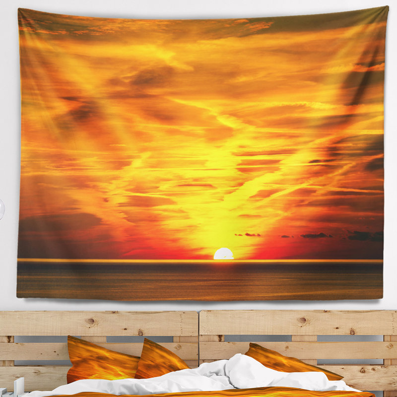 Tapisserie Schafer, coucher de soleil en Ligurie, Italie, H 50 po x l 60 po