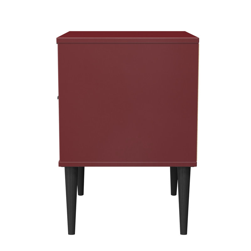 Peacham 45cm W Manufactured Wood Bedside Table, Red