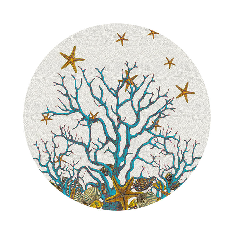 Napperon Coral Reef, Blanc turquoise