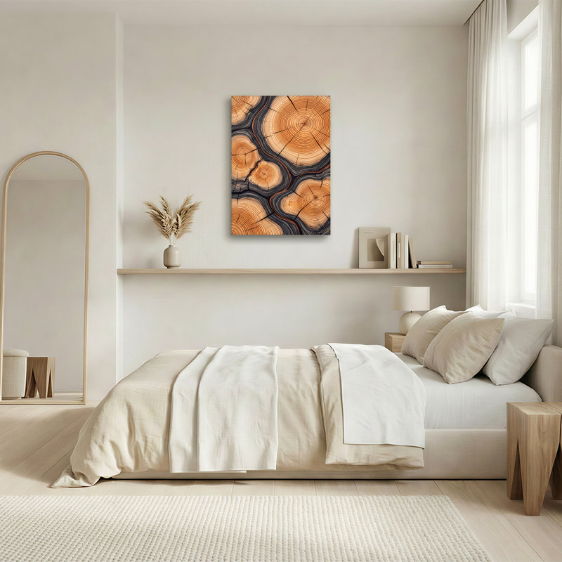 «Concentric Brown and Black Tree Ring Cross Sections», art mural sur toile, H 18 po x l 12 po
