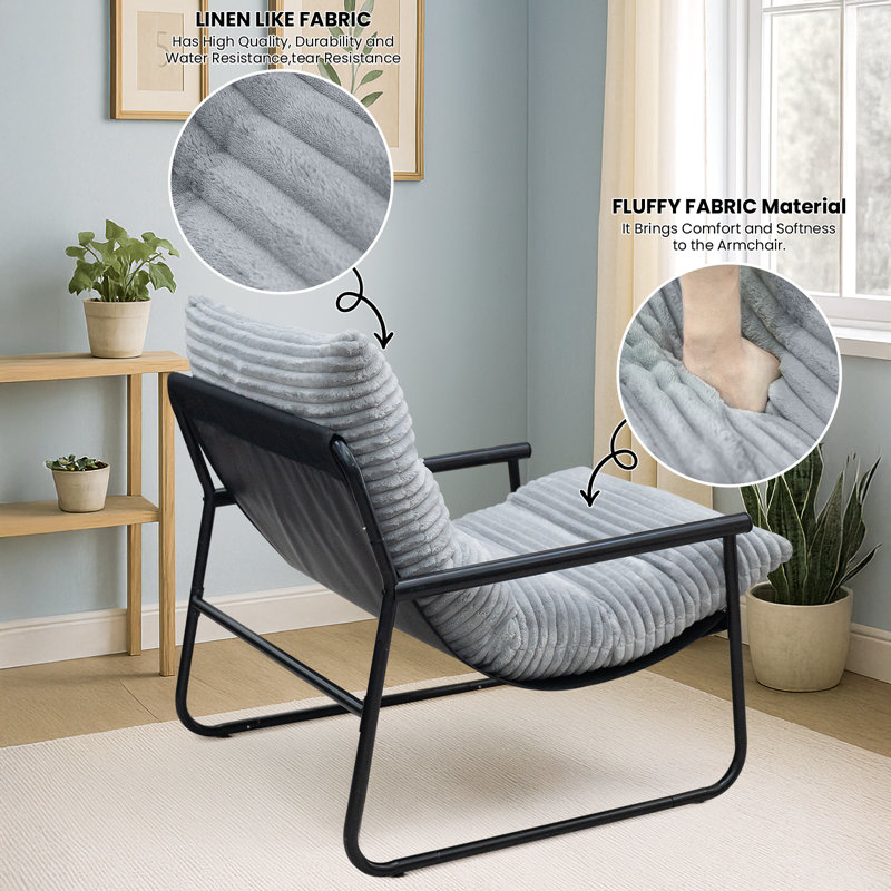 Single Armchair: Comfortable Fabric+High Rebound Broken Foam, Ergonomic Design With Thickened Cushion, Metal Frame With Anti Slip Pad