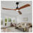 60 Inch Wood Ceiling Fan with 3 Solid Walnut Blades, Remote Control & Reversible DC Motor - Quiet LED Ceiling Fan for Living Room, Black