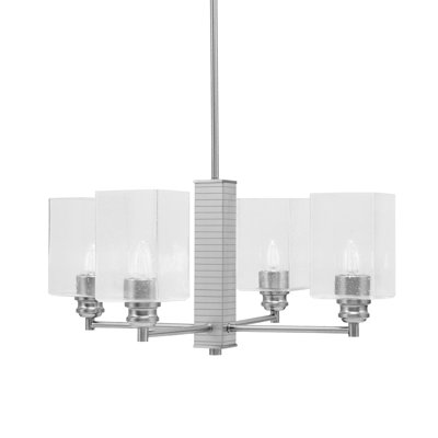 Edge 4 Light Chandelier Shown With Bubble Glass