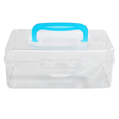 3pcs Clear Plastic Storage Bins with Removable Bamboo Lids Handles