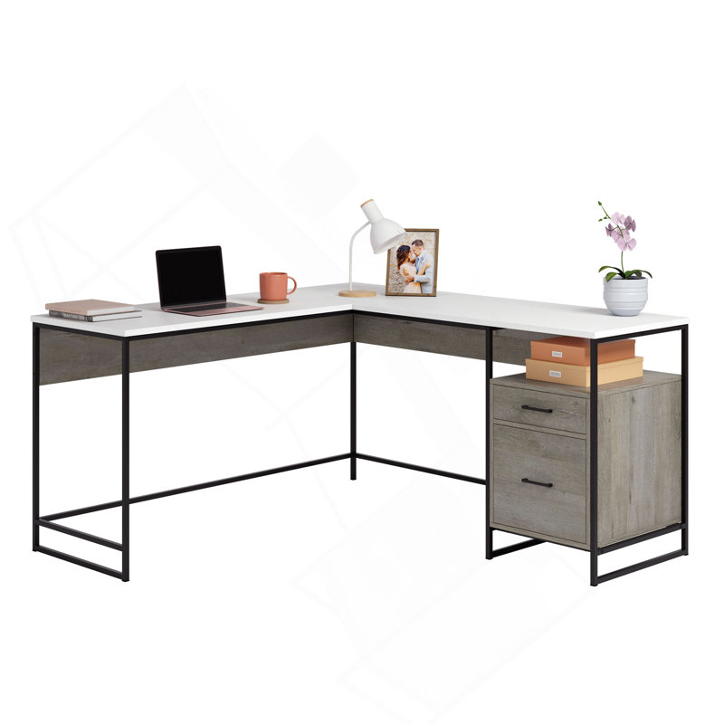 L-Shaped Desk, Brown finish