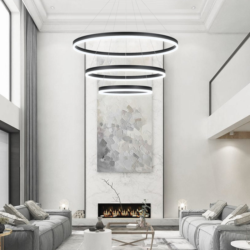Dado 3 - Light LED Tiered Chandelier, 59" H x 31.5" W x 31.5" D, Black
