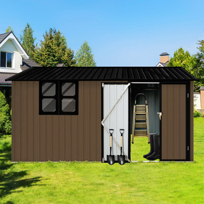 Remise de jardin en métal, remise extérieure avec fenêtre